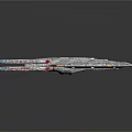 Futuristic Interstellar Spaceship Design With Metallic Surface And Multiple Thrusters