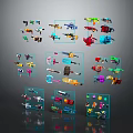 Colorful Toy Weapons Collection With Various Models And Different Designs