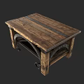 Vintage Wooden Coffee Table Design With Metal Accents And Rolling Wheels