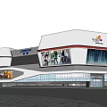 Modern Commercial Complex With Green Roof Connected Buildings And Central Open Plaza