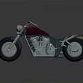 Classic Cruiser Motorcycle Featuring Red Body Blue Leather Seat And Chrome Accents