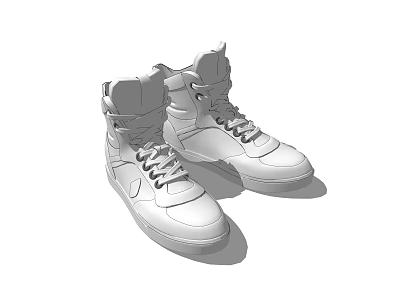 High Top White Lace Up Casual Shoes With Minimalist Design And Modern Style 3d model