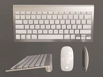 Sleek White Wireless Keyboard And Mouse Set With Modern Ergonomic Design For Computers 3d model
