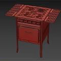 Vintage Kitchen Stove With Four Burners Metal Grates White Body And Drawer