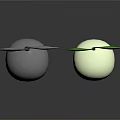 Cute Cartoon Plants Scene With Two Round Figures Different Colors Gray White Green Leaves Closed Eyes