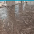 Dark Brown Herringbone Wooden Flooring With Natural Texture In Interior Living Room
