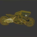 Futuristic Motorcycle With Sleek Blue And White Body And Digital 21 Design Elements