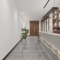 Modern Chinese Teahouse Corridor With Decorative Paintings Marble Floor And Wooden Elements