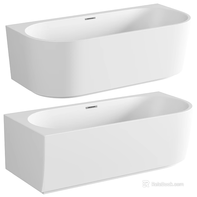 Sleek White Freestanding Bathtub Modern Design With Smooth Surface And Oval Shape 3d model 