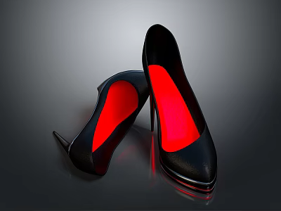 Black High Heels With Red Interior And Stylish Design For Daily Use 3d model