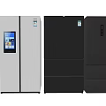 Modern Refrigerators Featuring Various Door Designs And Silver Black Gray Colors 3d model