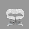 White Single Chair With Lips Shaped Design Brown Wall Herringbone Wooden Floor