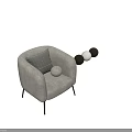Modern Neutral Beige Accent Chair with Houndstooth Pattern Pillow Round Cushion Black Metal Legs