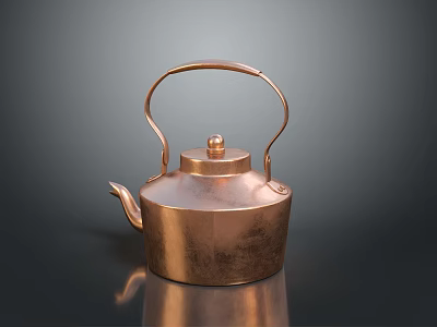 Copper Kettle as Essential Household Kitchen Item With Handle and Spout 3d model