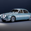 Light Blue Classic Sedan With Vintage Design And Shiny Body Details