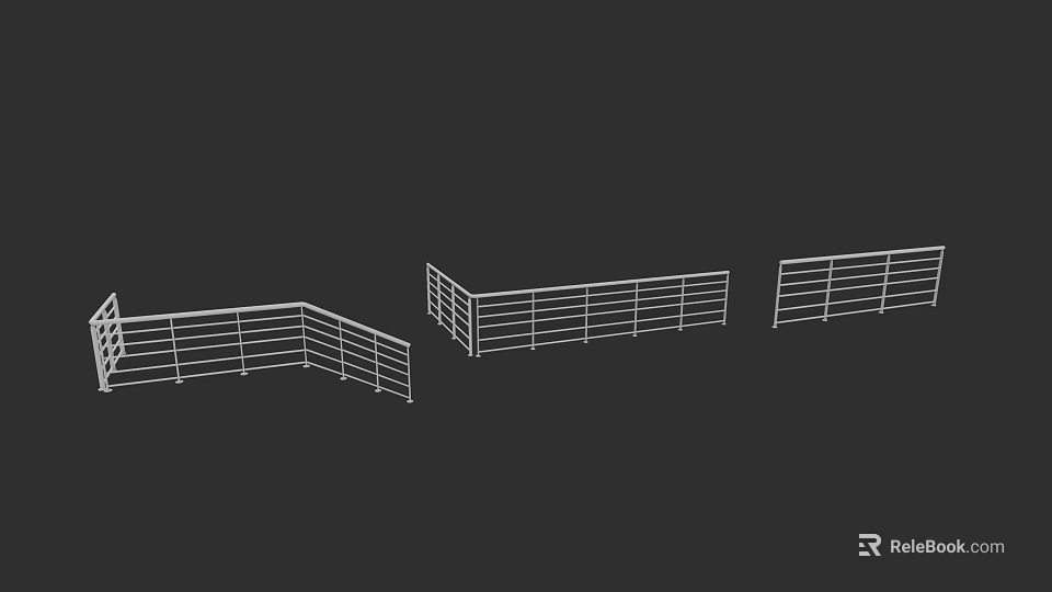 Sturdy Modern Railings With Horizontal Metal Bars For Balcony And Staircase Design 3d model 