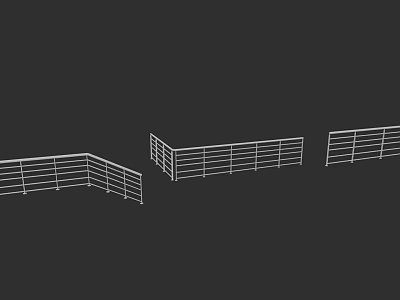 Sturdy Modern Railings With Horizontal Metal Bars For Balcony And Staircase Design 3d model