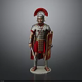 Roman Soldier Figurine With Detailed Armor Helmet Shield And Red Cape