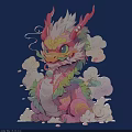 Colorful Dragon Shaped Wall Decor With Soft Cloud Accents And Vibrant Hues