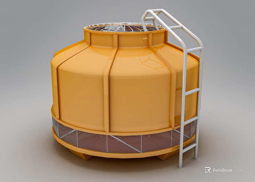 Efficient Yellow Industrial Cooling Tower With Ladder For Industrial Equipment 3d model 