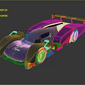 Sleek Blue Racing Car With Streamlined Design And Red Yellow Accents
