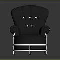 Elegant Black Single Sofa With Button Tufted Back Curved Armrests And Metal Frame
