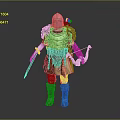 3D Rendered Armored Character With Sword Bow And Detailed Battle Gear