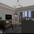 Modern Living Room Coffee Table With Sofa Yellow Chair And Green Plant
