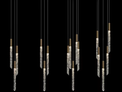 Sleek Modern Crystal Pendant Lights With Long Metallic Rods And Sparkling Design 3d model