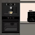 Modern Kitchen Interior With Built in Oven And Coffee Machine Appliances 3d model
