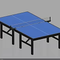 Sturdy Blue Table Tennis Table with Black Frame and Net as Sports Equipment