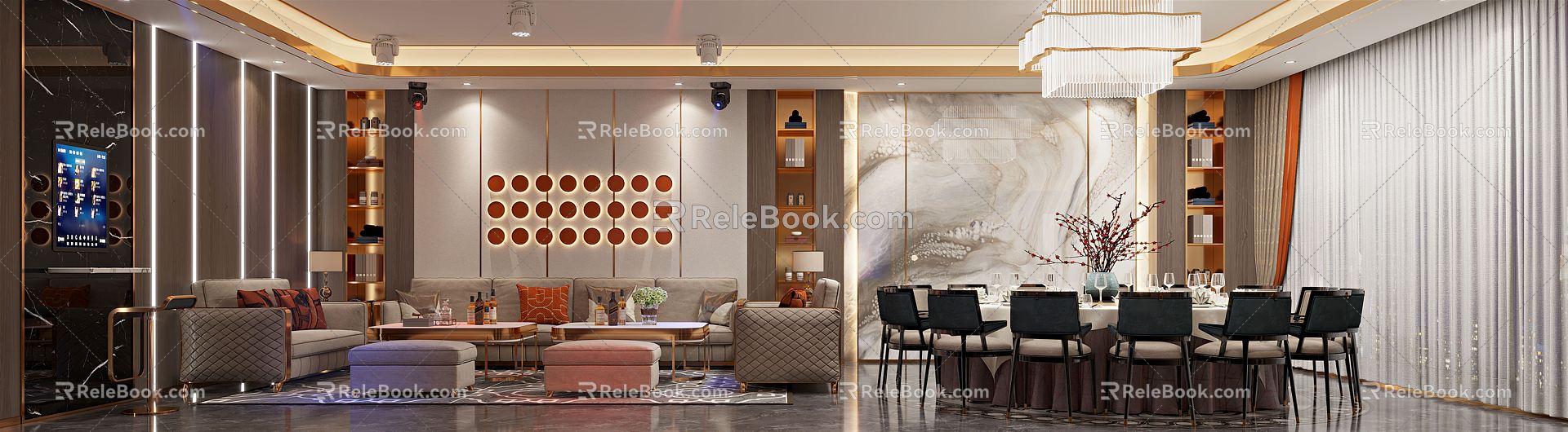 Light Luxury Family Room 3d model