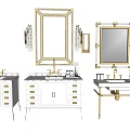 Various Bathroom Vanity Designs With Mirrors Double Sinks And Cabinets 3d model