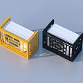 Practical Square Storage Organizers With Grid Frame In Yellow And Black Colors 3d model