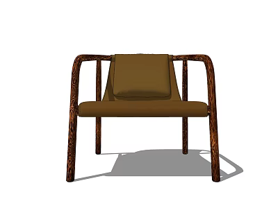 Modern Leisure Chair With Brown Cushion Wooden Armrests And Sleek Legs Design 3d model