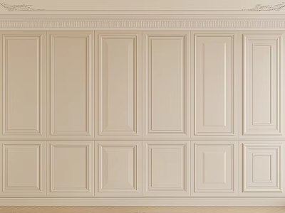 Light Color Modern Interior Wall Wainscoting With Rectangular Panels And Trim 3d model