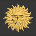 Golden Sun Shaped Decorative Hardware Tool With Radiant Design And Facial Features