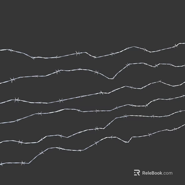 Barbed Wire Patterns With Multiple Wavy Lines On Black Background Surface 3d model 