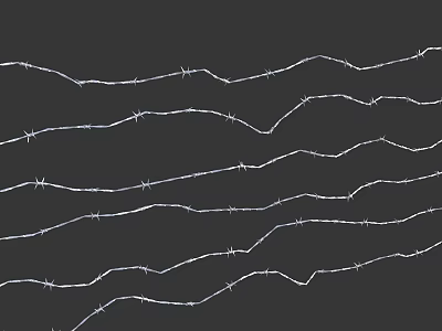 Barbed Wire Patterns With Multiple Wavy Lines On Black Background Surface 3d model