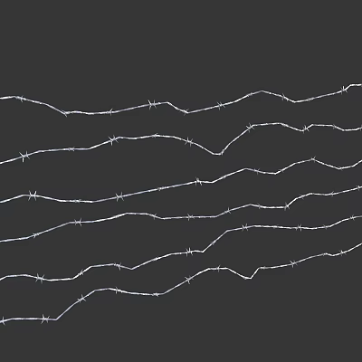 Barbed Wire Patterns With Multiple Wavy Lines On Black Background Surface 3d model