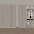 Modern White Wardrobe With Closed And Glass Doors Hanging Area And Shelves