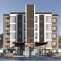 Modern Residential Building Simple Multi-storey Residence 3d model