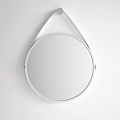 Modern Round Wall Mirror With Silver Hanging Bracket On White Background 3d model