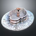 Elegant Circular Stone Garden Ornament with Decorative Fountain Basin and Paved Base
