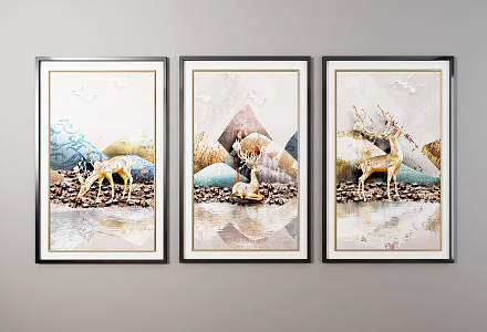 Nordic Animal Painting Hanging Paintings 3d model