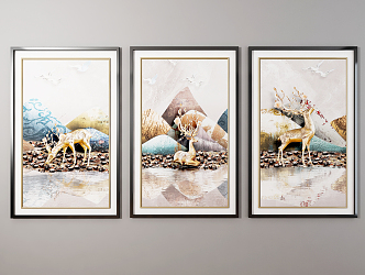 Nordic Animal Painting Hanging Paintings 3d model