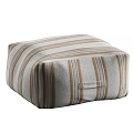 Cozy Striped Sofa Stool with Beige Brown Patterns and Fringed Blanket