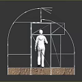 Greenhouse Landscape With Transparent Arched Metal Frame And Neatly Arranged Plants On Soil