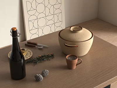 Modern table decoration combination 3d model