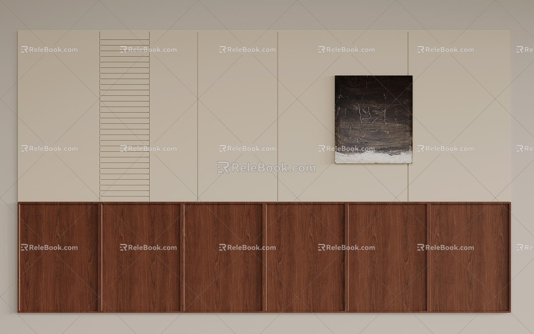 Middle-style bedside background wall 3d model